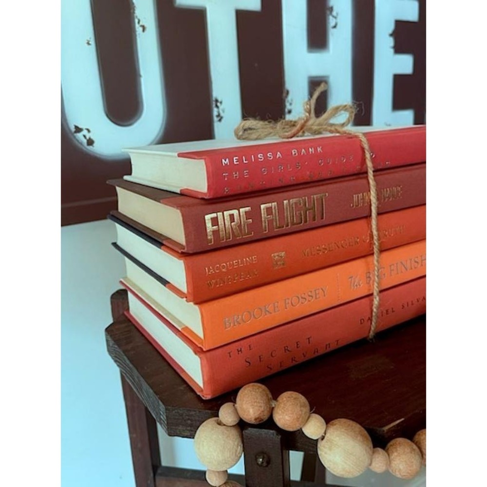 Orange Hardcover Books - Set of 5 - Decorating, Home Decor, Staging